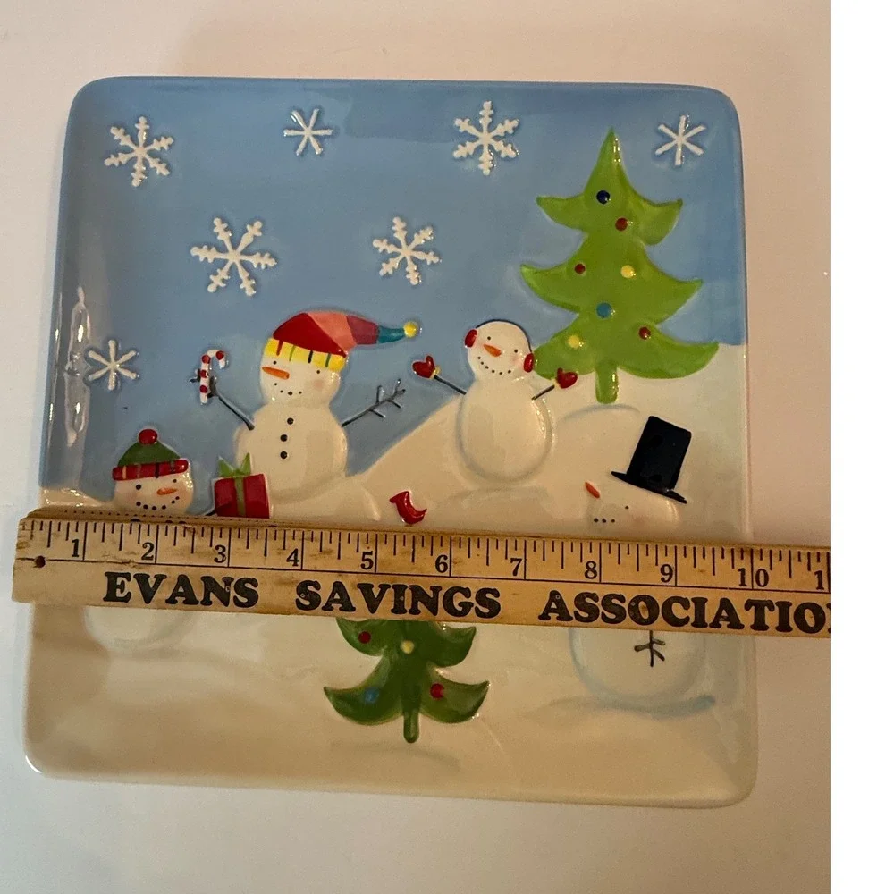 St. Nicholas Square Oh What Fun! Embossed Snowman‎ Christmas Snack Plate
